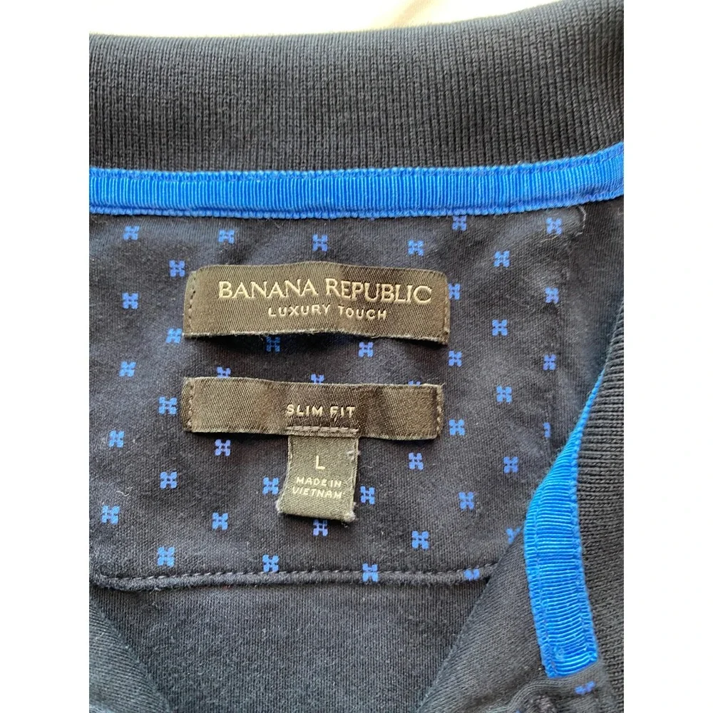 Banana Republic Luxury Touch Polo Shirt Mens Large Slim Fit Navy Blue 424807-01